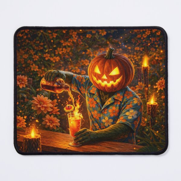 Item preview, Halloween Tropics Headless Horseman – Fiery Cocktail Tiki Bar Art designed and sold by TheHorsemanRidesAgain.