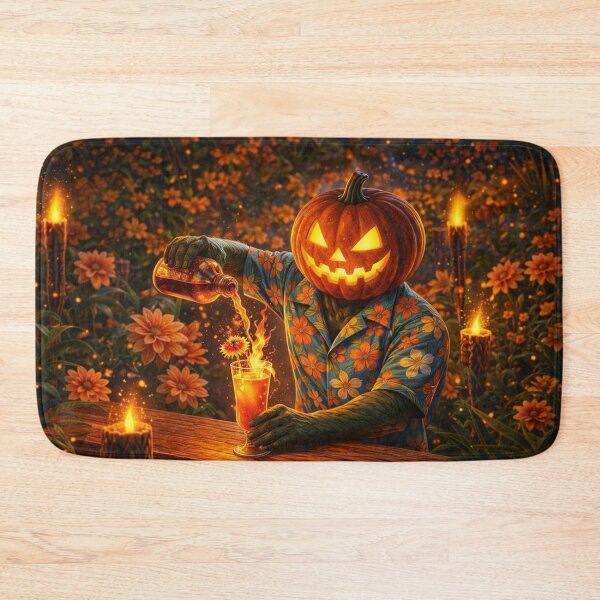 Item preview, Halloween Tropics Headless Horseman – Fiery Cocktail Tiki Bar Art designed and sold by TheHorsemanRidesAgain.