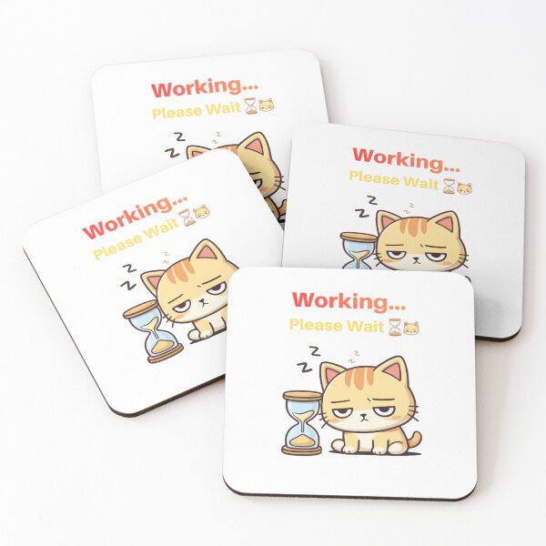 Item preview, Working… Please Wait ⏳? | Slow Work Mode Cat designed and sold by Kawaii Cosmos Cats.