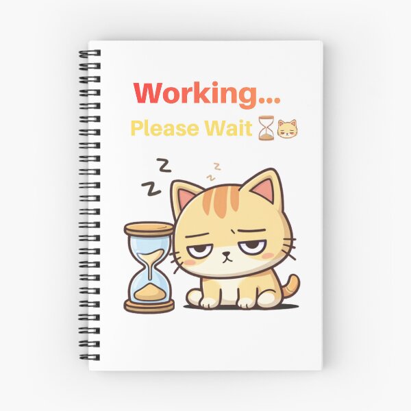 Item preview, Working… Please Wait ⏳? | Slow Work Mode Cat designed and sold by Kawaii Cosmos Cats.