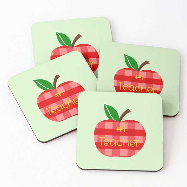 Item preview, #1 Teacher - gingham apple designed and sold by Willow & Grace Designs.