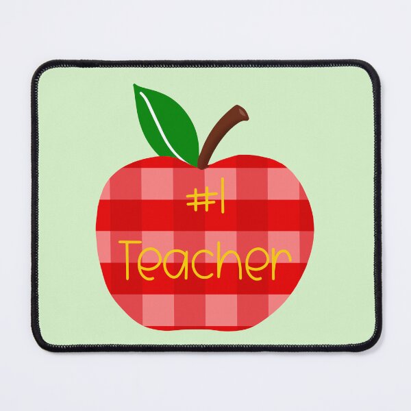 Item preview, #1 Teacher - gingham apple designed and sold by Willow & Grace Designs.