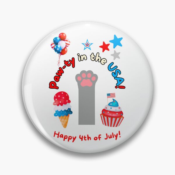 Item preview, 4th of July Gray Cat Paw-ty in the USA designed and sold by MYCatStuff.