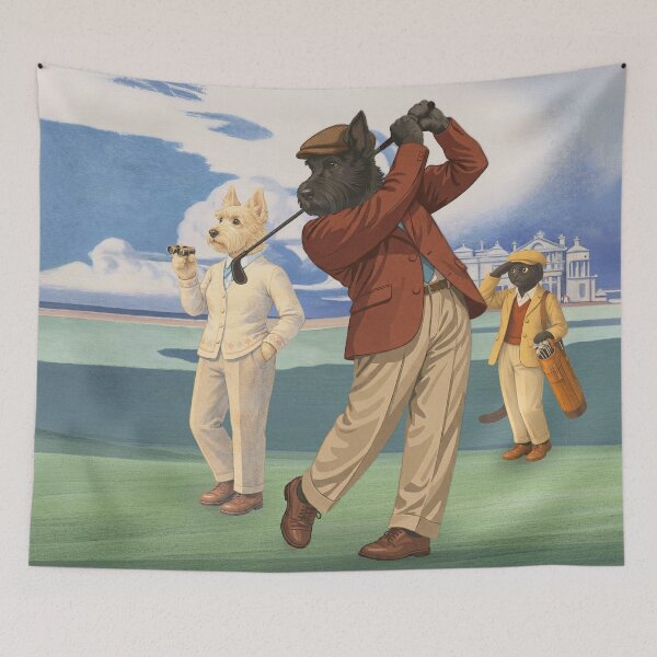 Item preview, Vintage St Andrews Golf Poster with Scottish Terrier designed and sold by CJChronicles.