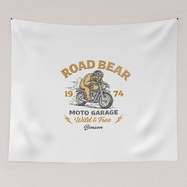 Item preview, Road Bear Moto Garage T-Shirt designed and sold by Matinez Pink.
