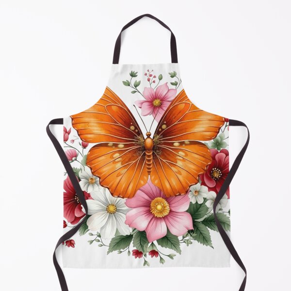 Item preview, Vibrant Orange Butterfly Floral Watercolor Illustration designed and sold by Golden Threads Studio.