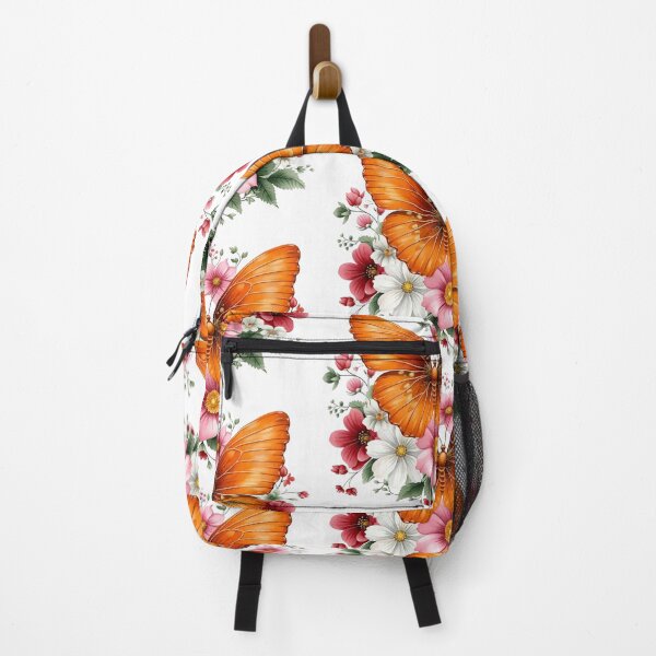 Item preview, Vibrant Orange Butterfly Floral Watercolor Illustration designed and sold by Golden Threads Studio.
