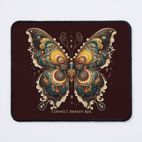 Item preview, Sacred Geometry Mandala Butterfly – Spiritual Transformation Symbol with Sri Yantra, Om and Connect Awaken Rise Text designed and sold by Good Vibes .