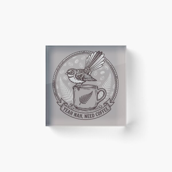 Item preview, Yeah Nah Need Coffee Fantail – Kiwiana Vintage Badge Illustration  designed and sold by MvuuStudio.
