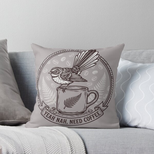 Item preview, Yeah Nah Need Coffee Fantail – Kiwiana Vintage Badge Illustration  designed and sold by MvuuStudio.