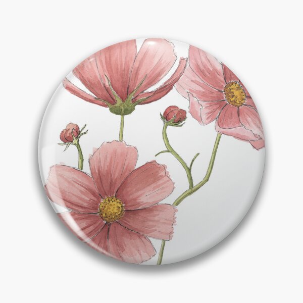 Item preview, Pink Watercolour Cosmo Flowers  designed and sold by NaughtyFlorals.