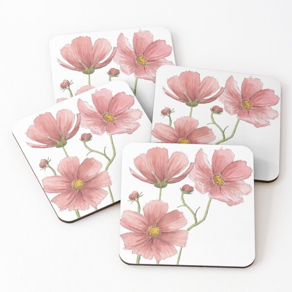 Item preview, Pink Watercolour Cosmo Flowers  designed and sold by NaughtyFlorals.