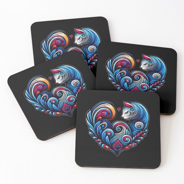 Item preview, Mystical Blue and Red Swirl Cat Heart - Abstract Feline Art designed and sold by Good Vibes .
