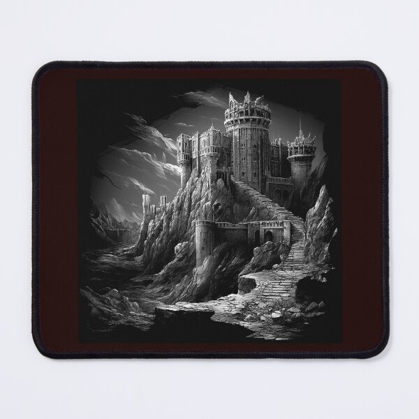 Item preview, Dark Fantasy Castle | Black and White Gothic Fortress Illustration designed and sold by inkoutninja.