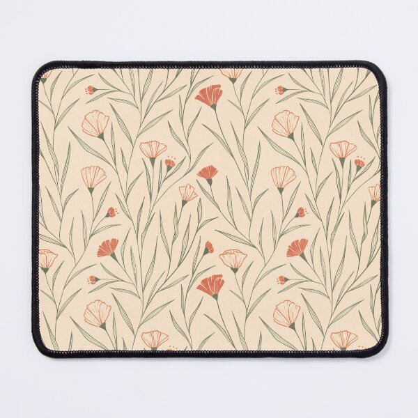 Item preview, Peach Poppy Floral Trail Vertical Botanical Cream Cottagecore Art designed and sold by studiomamabara.