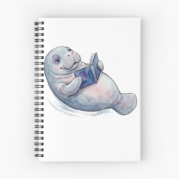 Item preview, Tranquillatee Reading Manatee Watercolor Art designed and sold by Tranquillatee.