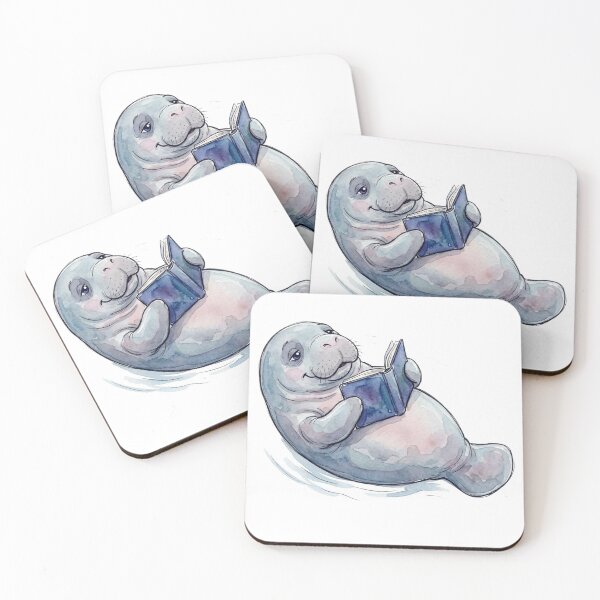 Item preview, Tranquillatee Reading Manatee Watercolor Art designed and sold by Tranquillatee.