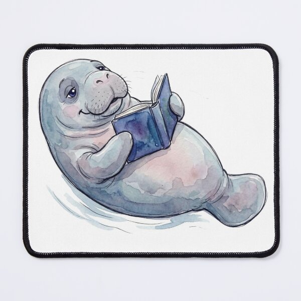 Item preview, Tranquillatee Reading Manatee Watercolor Art designed and sold by Tranquillatee.