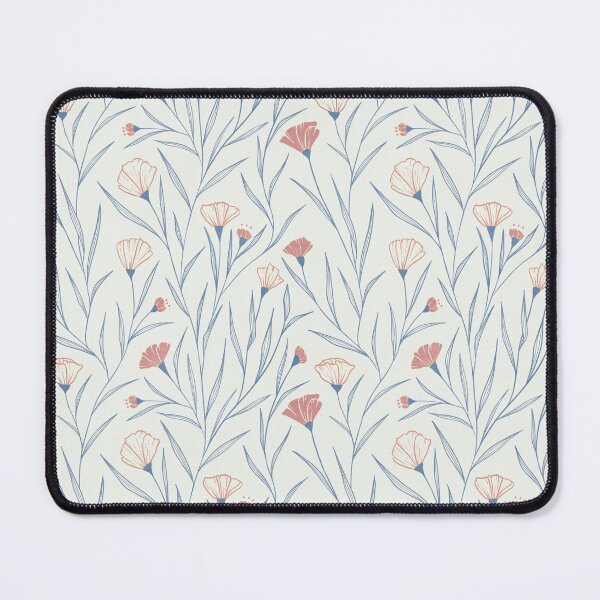 Item preview, Soft Orange Poppy Floral Trail White Blue Vertical Botanical Art designed and sold by studiomamabara.