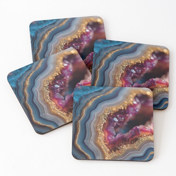 Item preview, Blue and Gold Agate Crystal – Luxe Geode Macro designed and sold by Swedeprep.