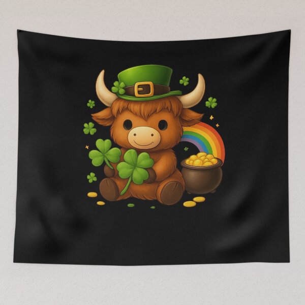 Item preview, Adorable Highland Cow St Paddys Day Clover designed and sold by snowry.