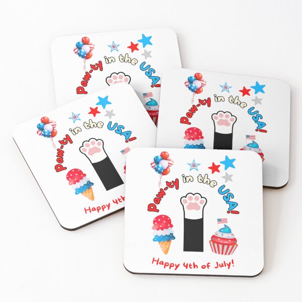 Item preview, 4th of July Black Cat Paw-ty in the USA designed and sold by MYCatStuff.
