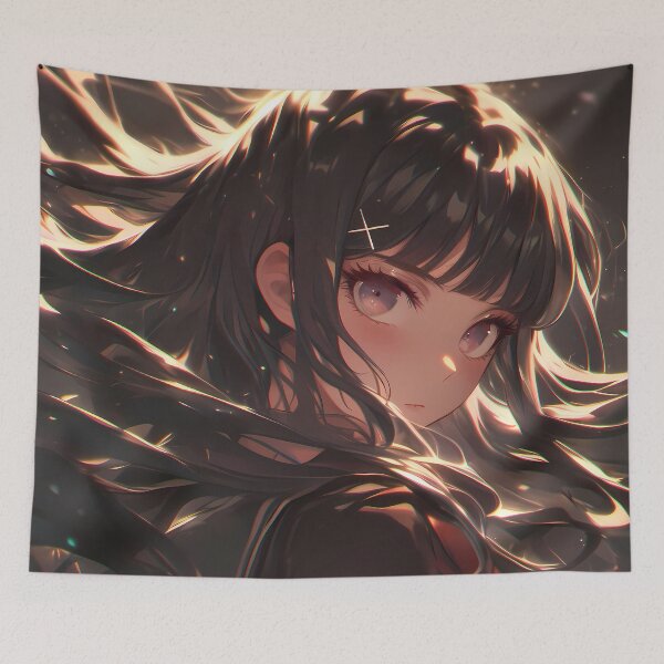 Item preview, Maki Harukawa Danganronpa Black Hair Windy Hair Moody Light designed and sold by PMartistStudio.