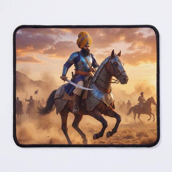 Item preview, Khalsa Warrior on Horseback | Epic Sikh Battlefield Art designed and sold by GiftHousePro.