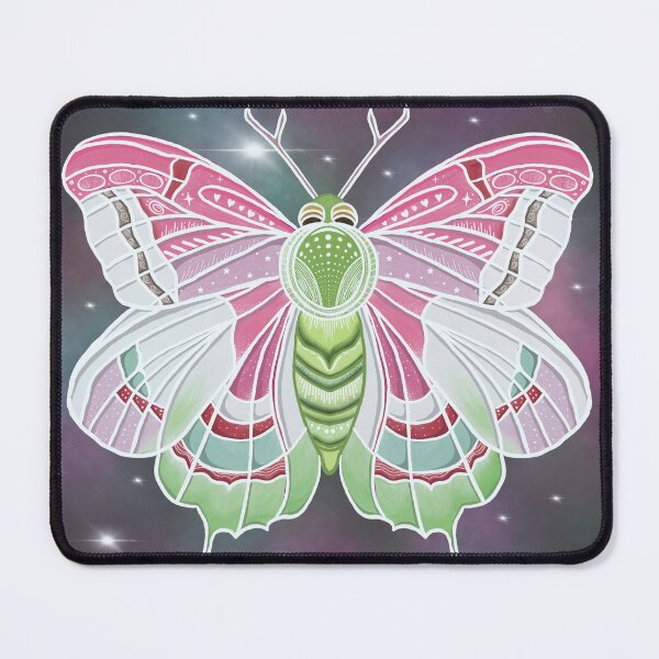 Item preview, Pink green luminous moth art designed and sold by AshleyCasperArt.