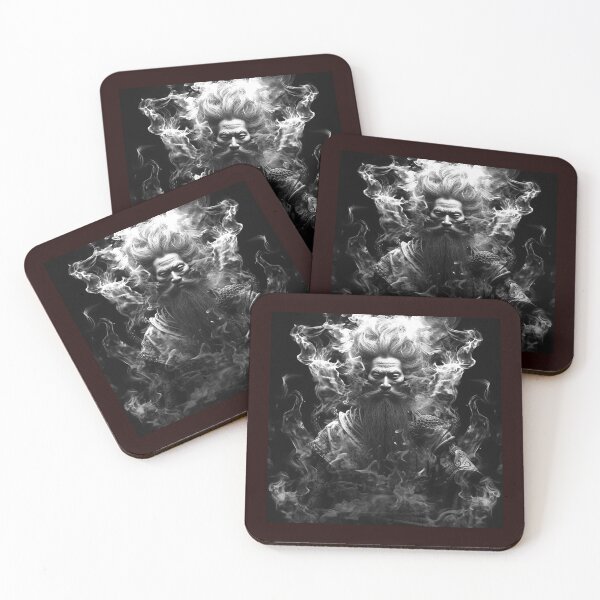 Item preview, Mystic Smoke Sage | Black and White Fantasy Portrait Illustration designed and sold by inkoutninja.