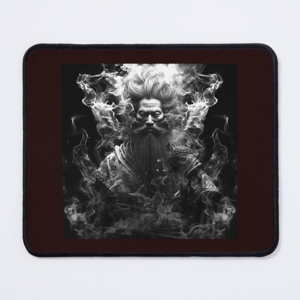 Item preview, Mystic Smoke Sage | Black and White Fantasy Portrait Illustration designed and sold by inkoutninja.