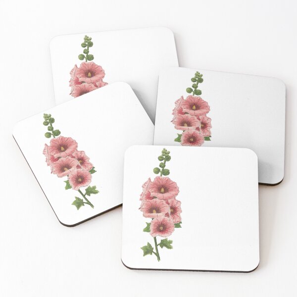 Item preview, Pink Watercolour Hollyhock Flowers designed and sold by NaughtyFlorals.
