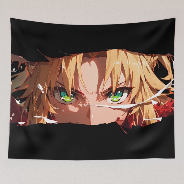 Item preview, Mordred Fate Grand Order Green Eyes Ripped Paper Peeker Closeup designed and sold by PMartistStudio.