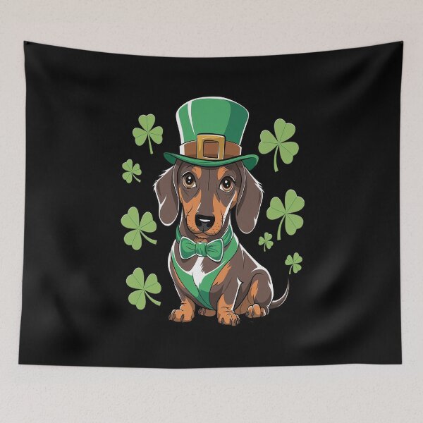 Item preview, St Patricks Day Dachshund Dog Leprechaun Hat Shamrock designed and sold by fferomananul.