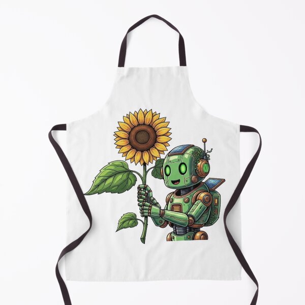 Aperçu de l'œuvre Un robot joyeux tenant un tournesol. créée et vendue par melisagaras88.