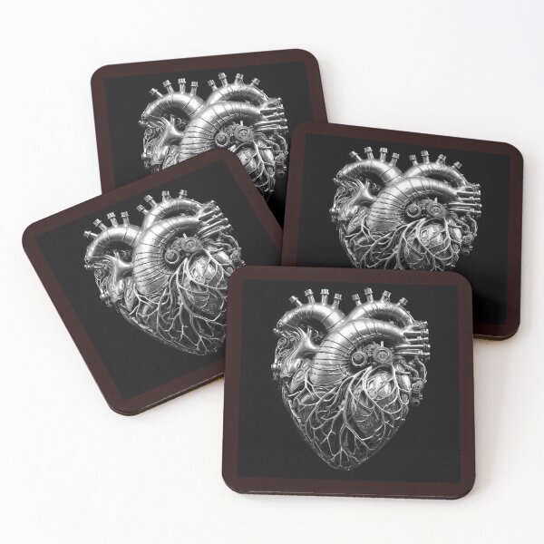 Item preview, Biomechanical Heart | Black and White Anatomical Machine Illustration designed and sold by inkoutninja.