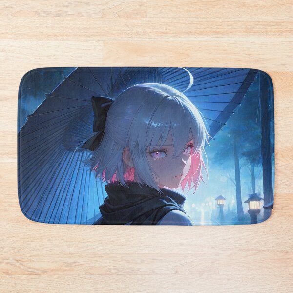 Item preview, Okita Souji Sakura Saber Fate Grand Order Anime Girl Rain Umbrella Path designed and sold by Tokyonomad.