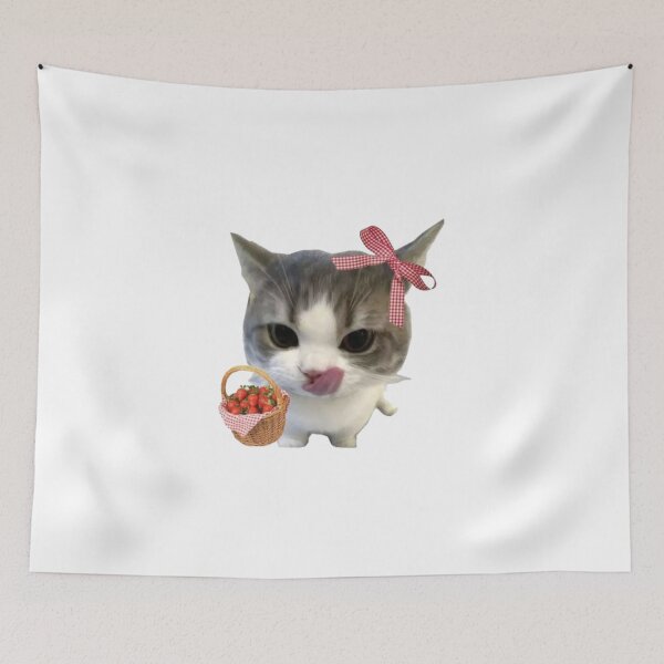 Item preview, cottagecore strawberry coquette kitty designed and sold by menheraaudino.