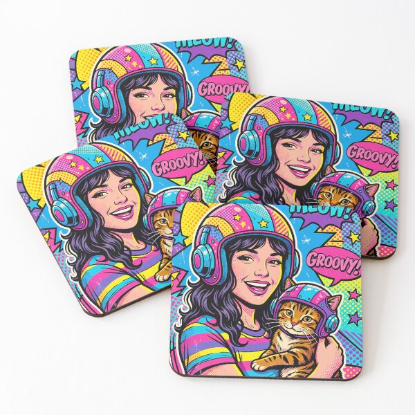 Item preview, Girl with cat in Pop Art designed and sold by LioTou.