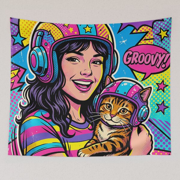 Item preview, Girl with cat in Pop Art designed and sold by LioTou.