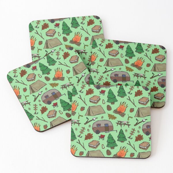Item preview, Camping Pattern - Watercolor Green designed and sold by SelenaElleen.