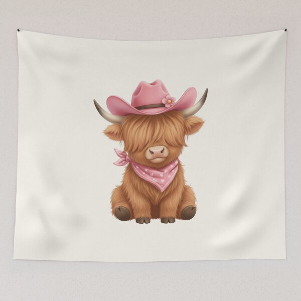 Item preview, Cute Cowgirl Highland Cow Illustration designed and sold by HumTumMe.