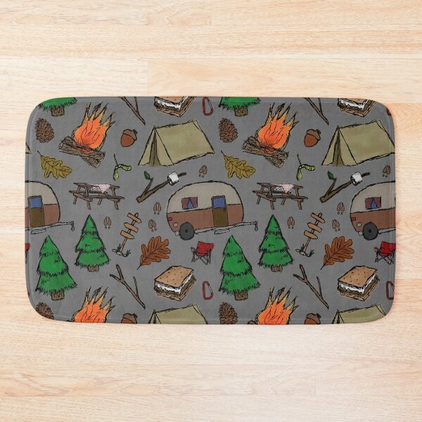 Item preview, Camping Pattern - Watercolor Grey designed and sold by SelenaElleen.
