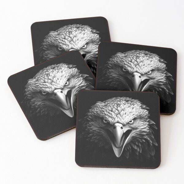 Item preview, Fierce Eagle Head | Black and White Majestic Bird of Prey Illustration designed and sold by inkoutninja.