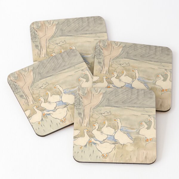 Item preview, Ducks, Soft Muted Colors, Vintage Landscape designed and sold by vintagevivian.