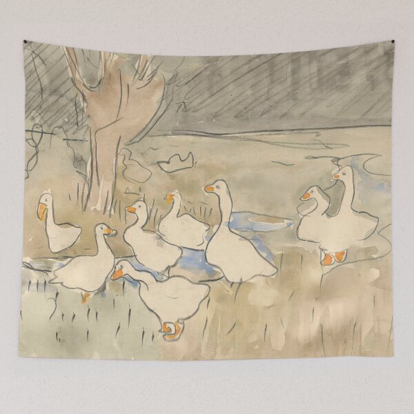 Item preview, Ducks, Soft Muted Colors, Vintage Landscape designed and sold by vintagevivian.