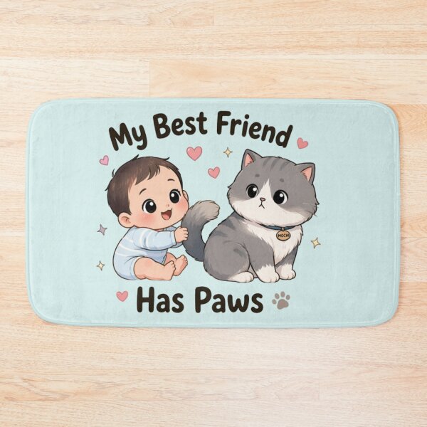Item preview, My Best Friend Has Paws – Cute Baby & Cat Friendship Shirt designed and sold by Mojibebe.