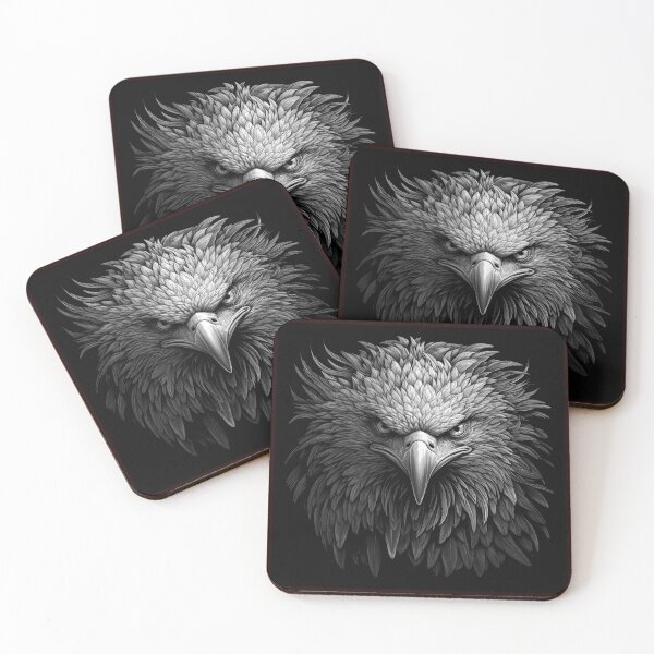 Item preview, Majestic Eagle Portrait | Black and White Feathered Bird of Prey Illustration designed and sold by inkoutninja.