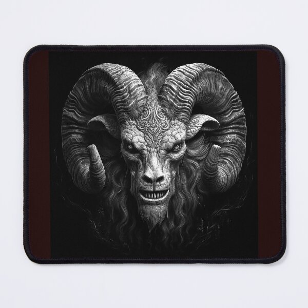 Item preview, Demonic Ram Head | Black and White Dark Fantasy Beast Illustration designed and sold by inkoutninja.