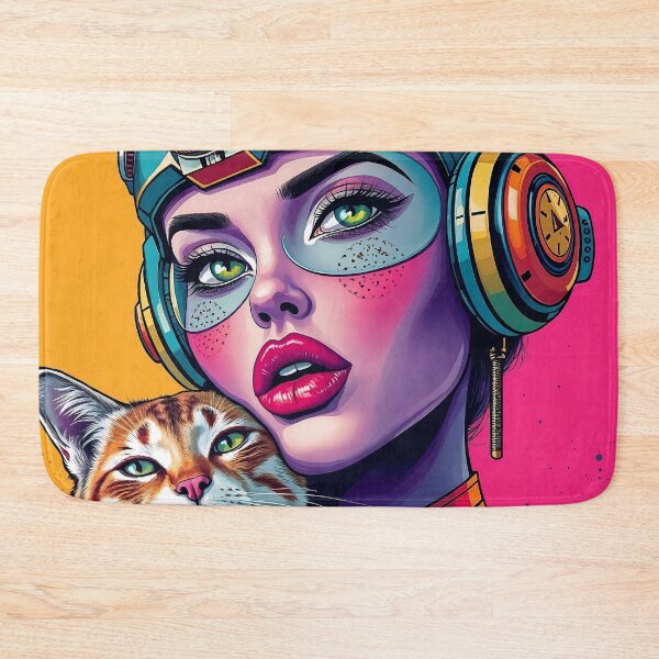 Item preview, Supergirl with cat in pop art designed and sold by LioTou.
